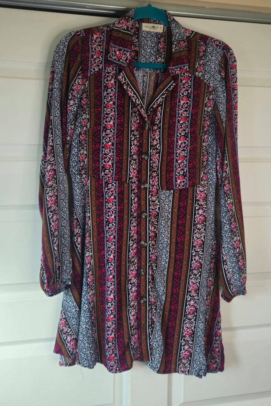 Natural Life Ansley Boho Floral Stripe Tunic Dress S